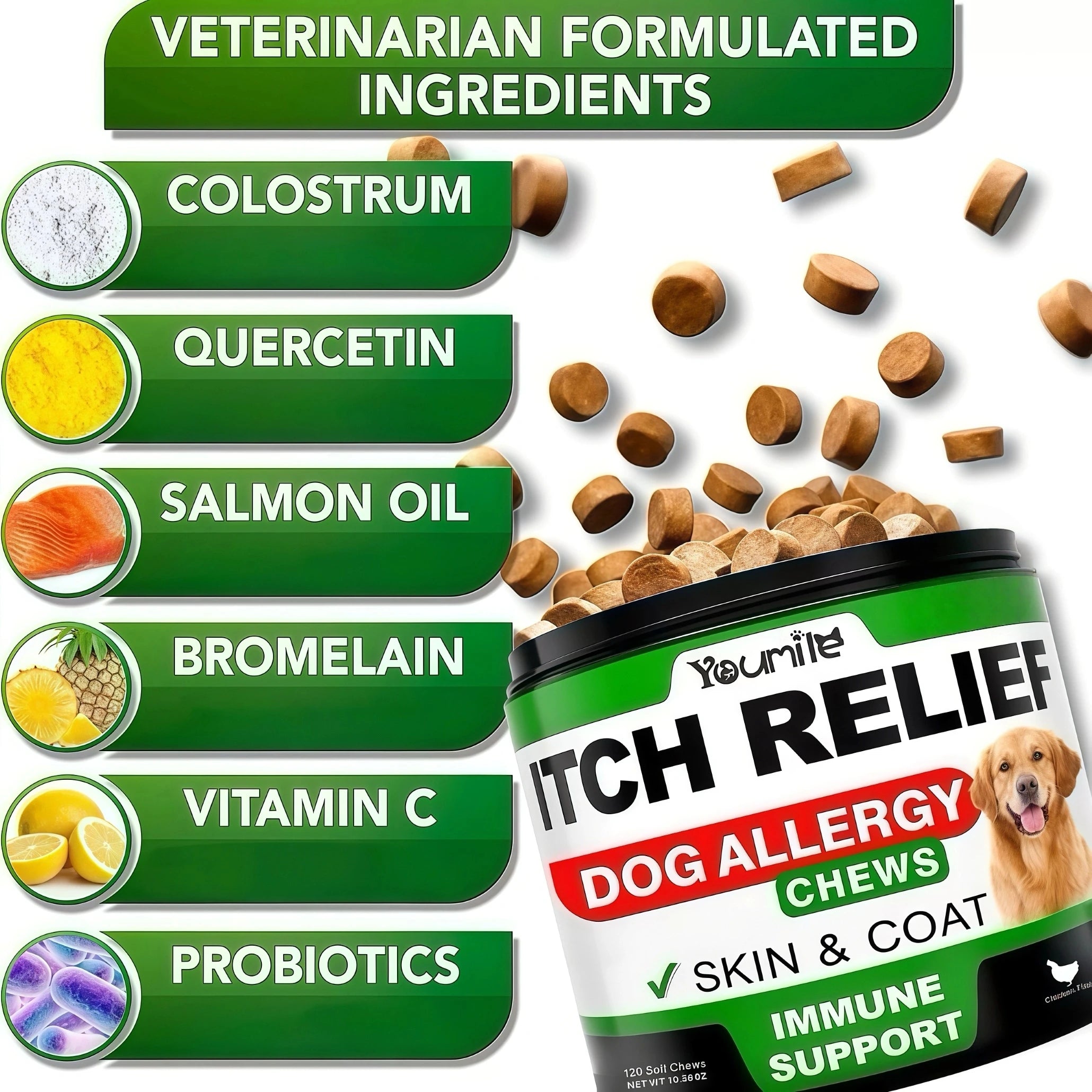 Dog Allergy & Itch Relief Chews – Skin, Coat & Immune Support