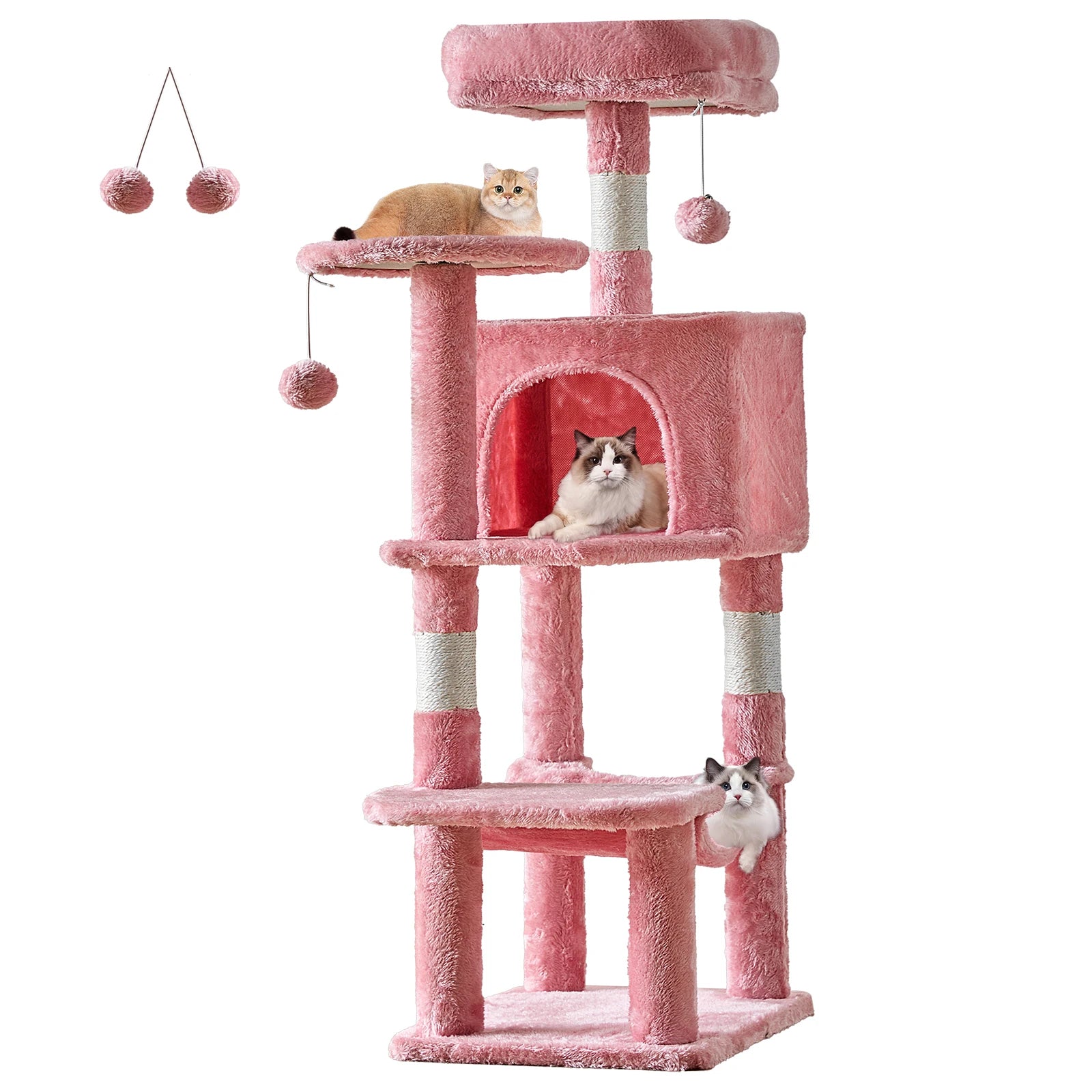 JHK 44-Inch Multi-Level Cat Tree with Condo, Sisal Scratching Posts & Activity Tower