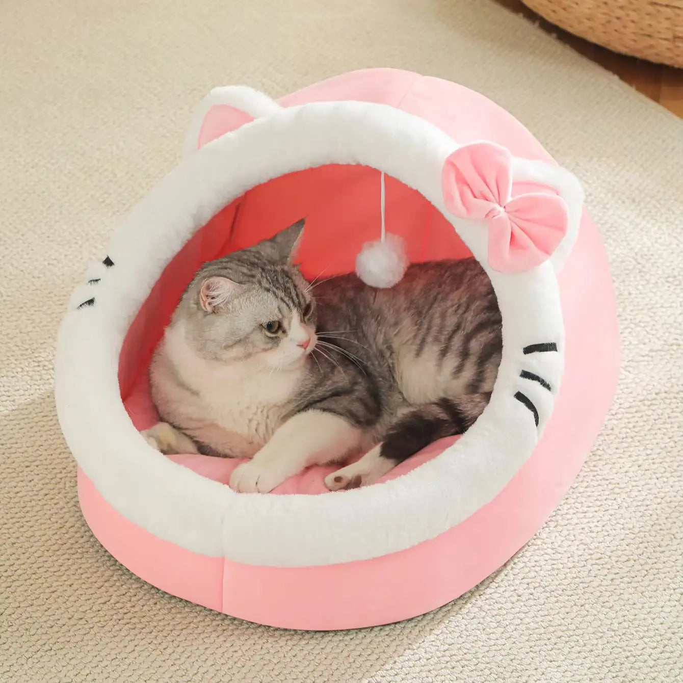 Four-Season Cozy Cat House & Bed – Soft Plush Sleeping Cave for Cats and Small Pets