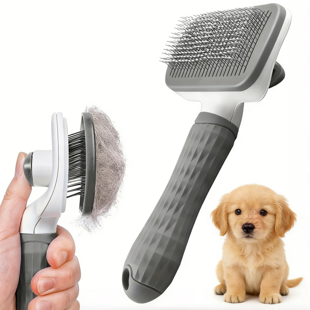Pet Grooming Brush – Self-Cleaning Deshedding & Massage Comb for Dogs and Cats