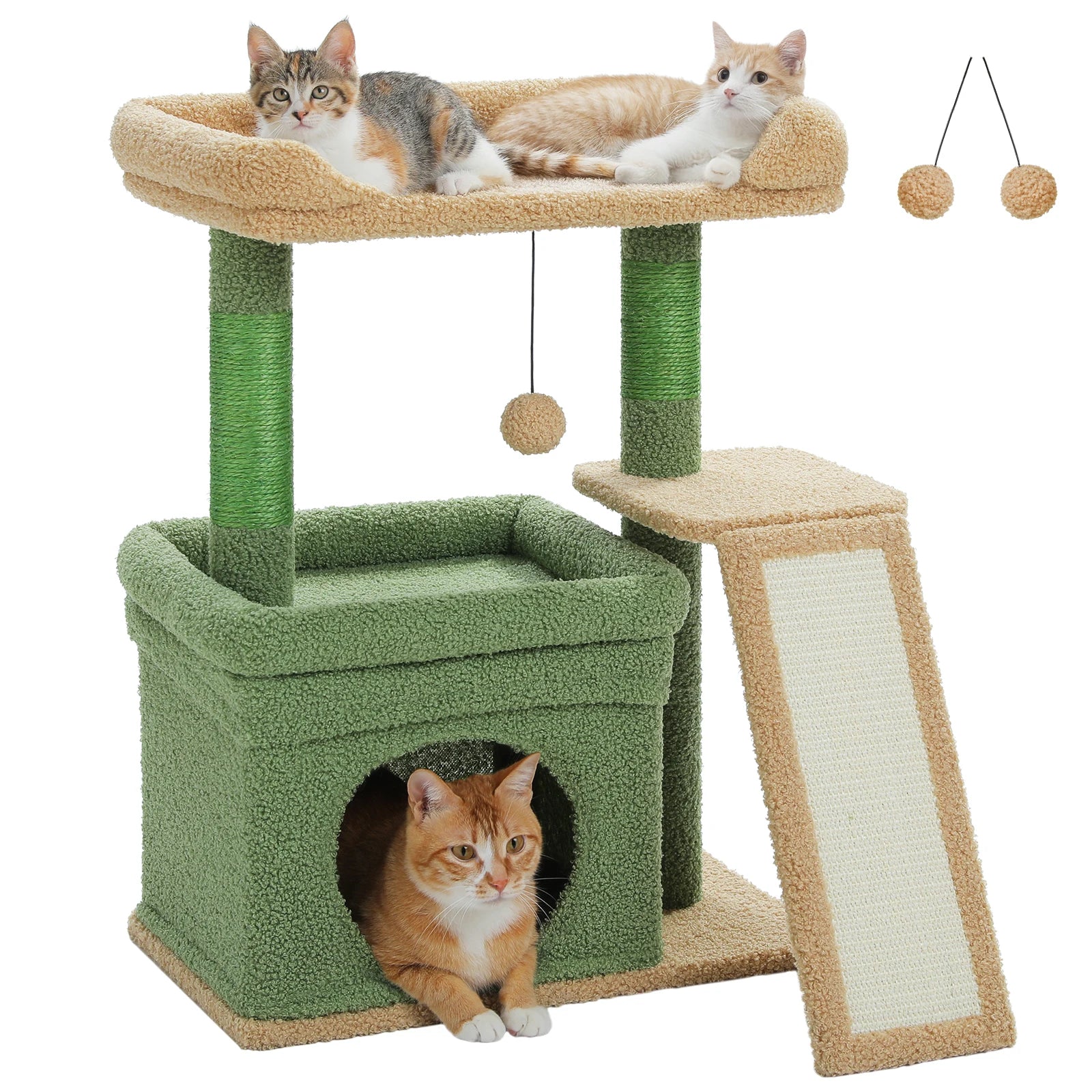 PAWZ Road Cat Tree with Condo, Sisal Scratching Post & Wide Top Perch