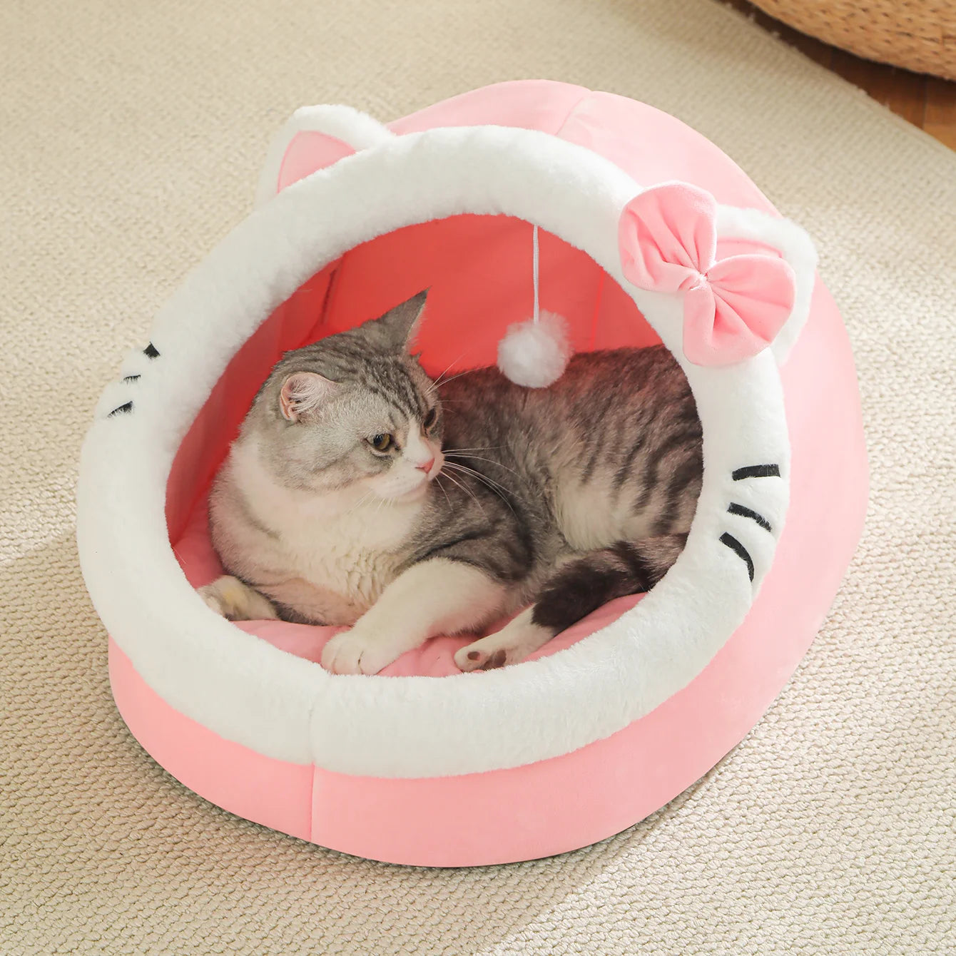Four-Season Cozy Cat House & Bed – Soft Plush Sleeping Cave for Cats and Small Pets