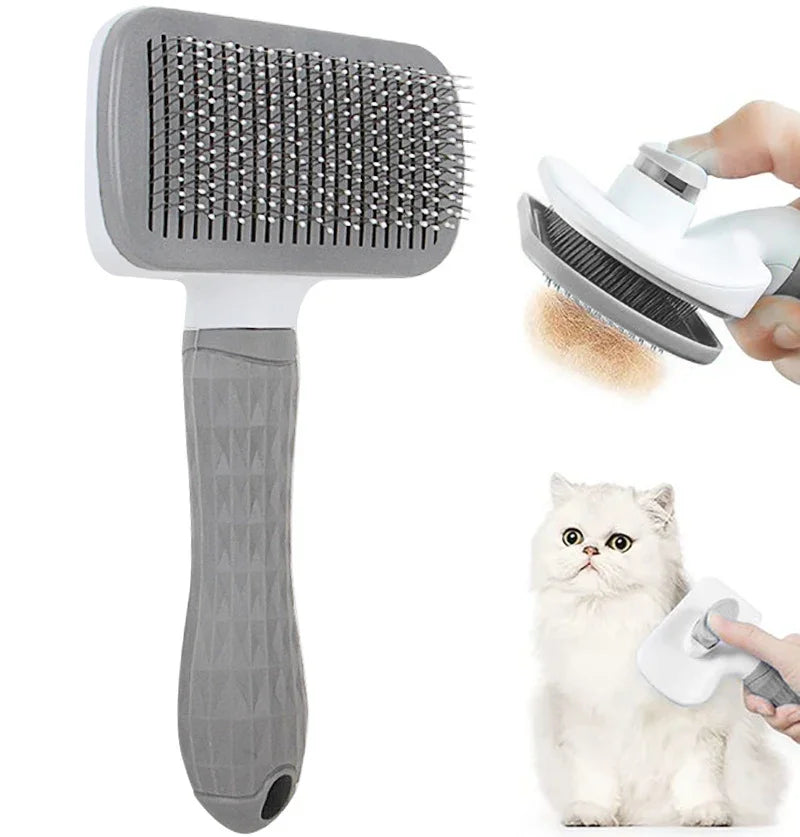 Self-Cleaning Pet Grooming Brush – Gentle Deshedding Comb for Dogs & Cats