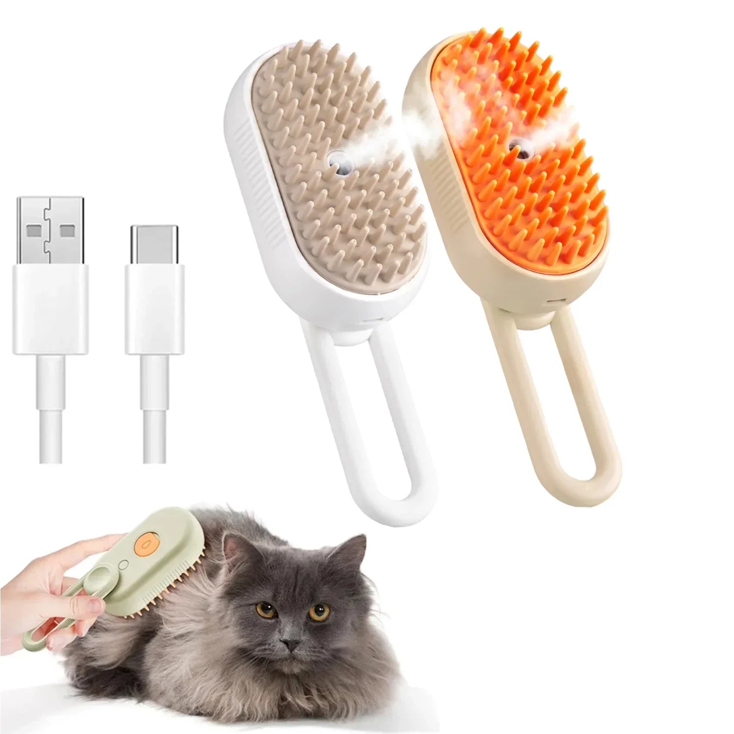 3-in-1 Steam Pet Brush – Groom, Massage & Reduce Shedding
