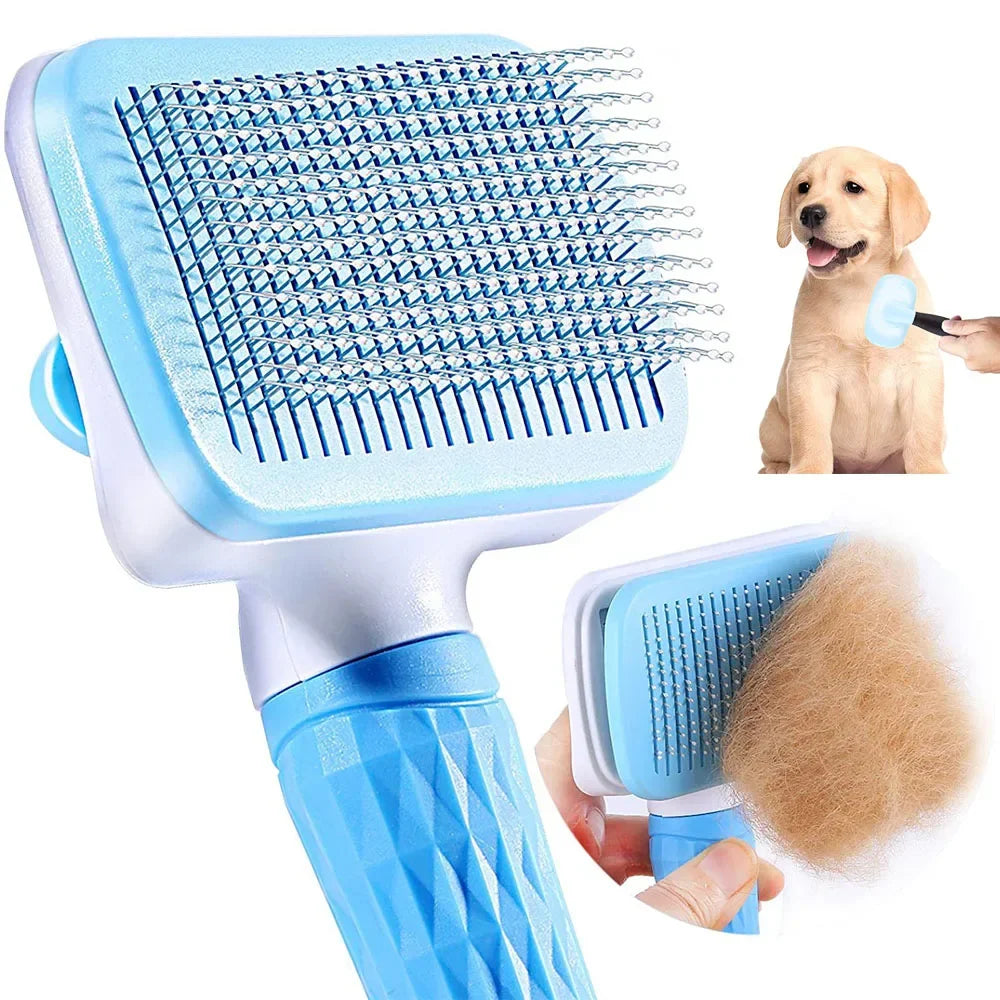Self-Cleaning Pet Grooming Brush – Gentle Deshedding Comb for Dogs & Cats