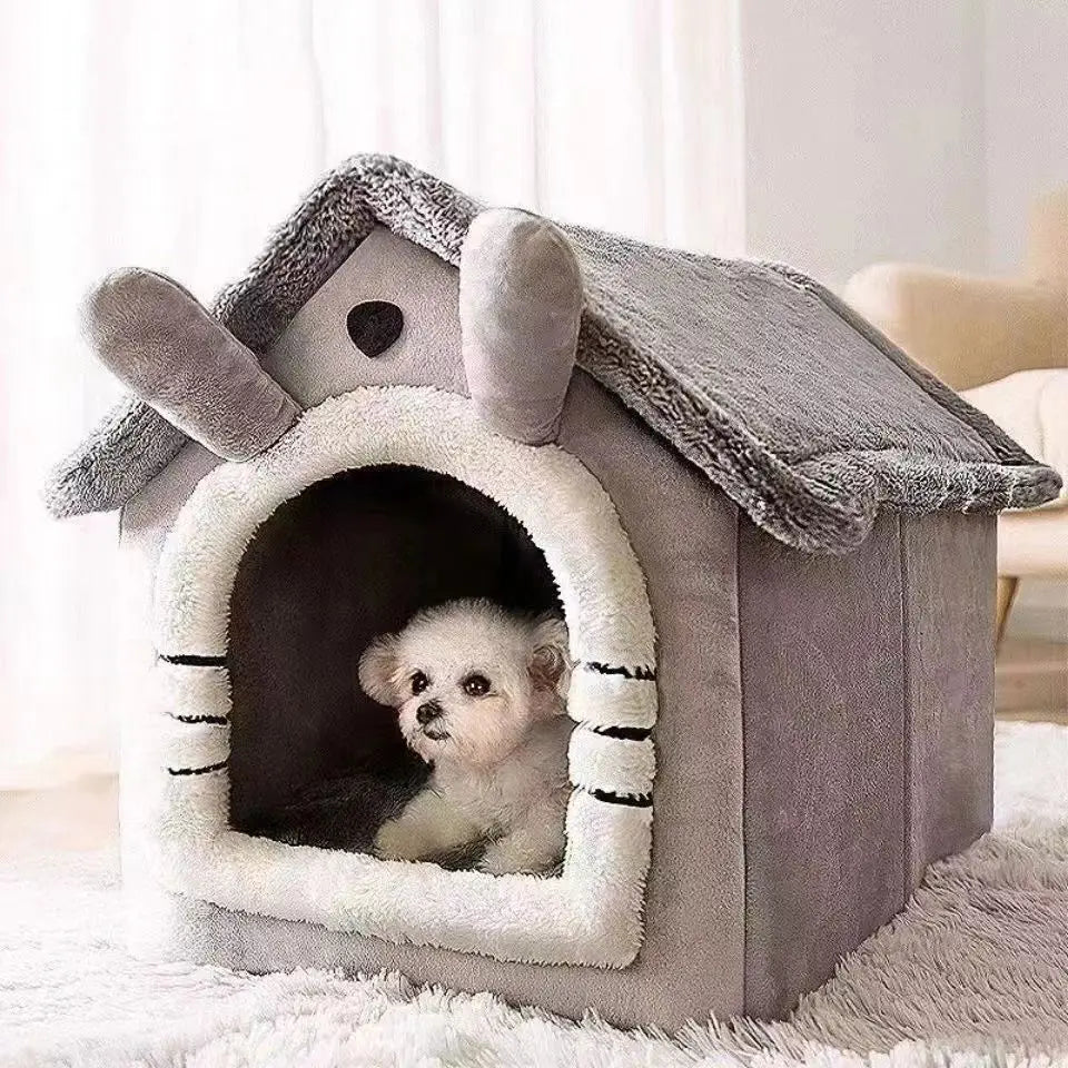 House Style Pet Bed for Small Dogs / Cats - All Season Removable Washable Dog House Winter Warm Teddy Bed Pet Supplies