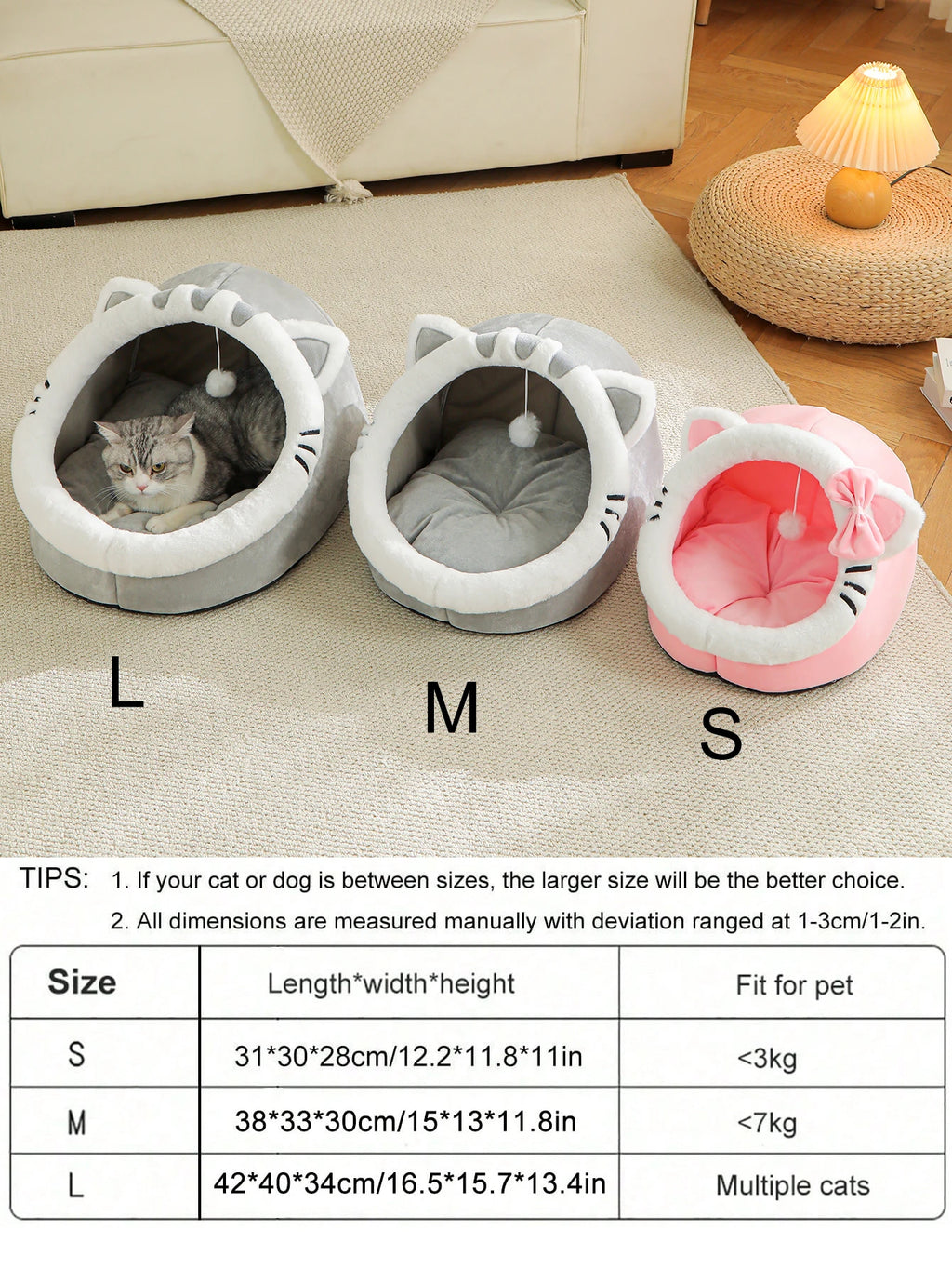 Four-Season Cozy Cat House & Bed – Soft Plush Sleeping Cave for Cats and Small Pets