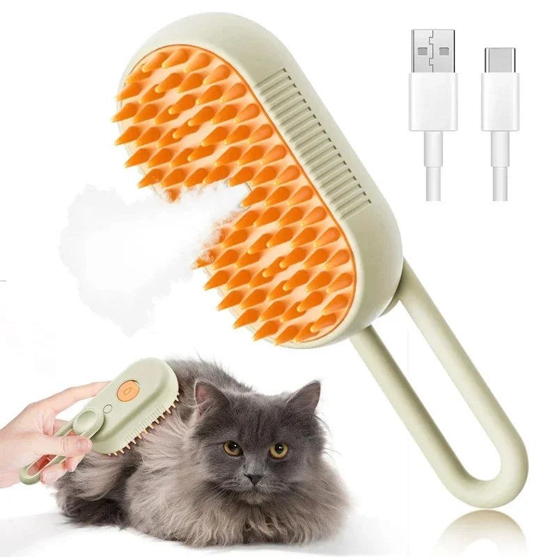 3-in-1 Steam Pet Brush – Groom, Massage & Reduce Shedding
