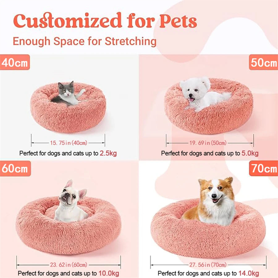 Ultra-Soft Calming Pet Bed – Washable Plush Donut Bed for Cats & Dogs