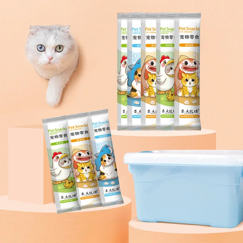 Premium Cat Treat Paste – Salmon & Tuna Flavor Cat Snacks (10 x 15g)