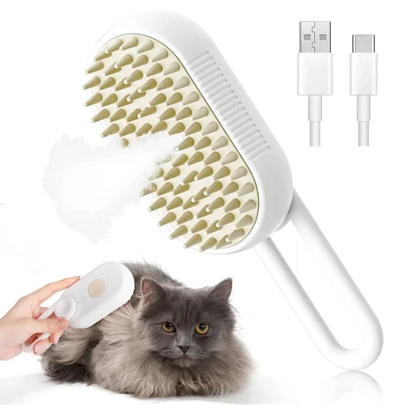 3-in-1 Steam Pet Brush – Groom, Massage & Reduce Shedding
