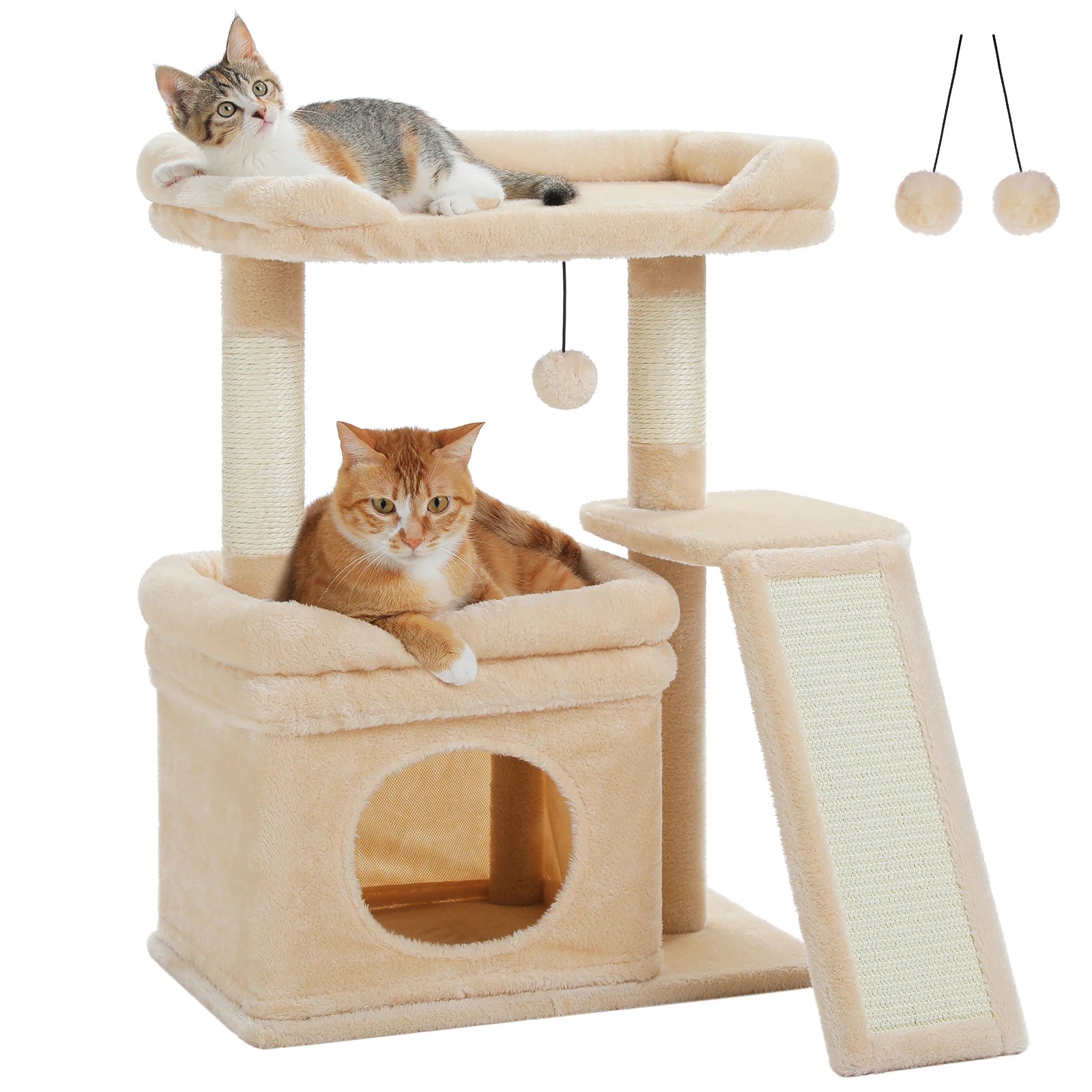 PAWZ Road Cat Tree with Condo, Sisal Scratching Post & Wide Top Perch