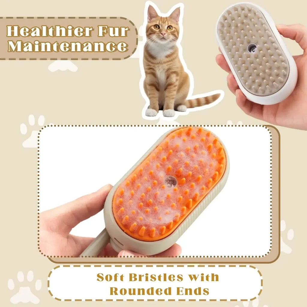 3-in-1 Steam Pet Brush – Groom, Massage & Reduce Shedding