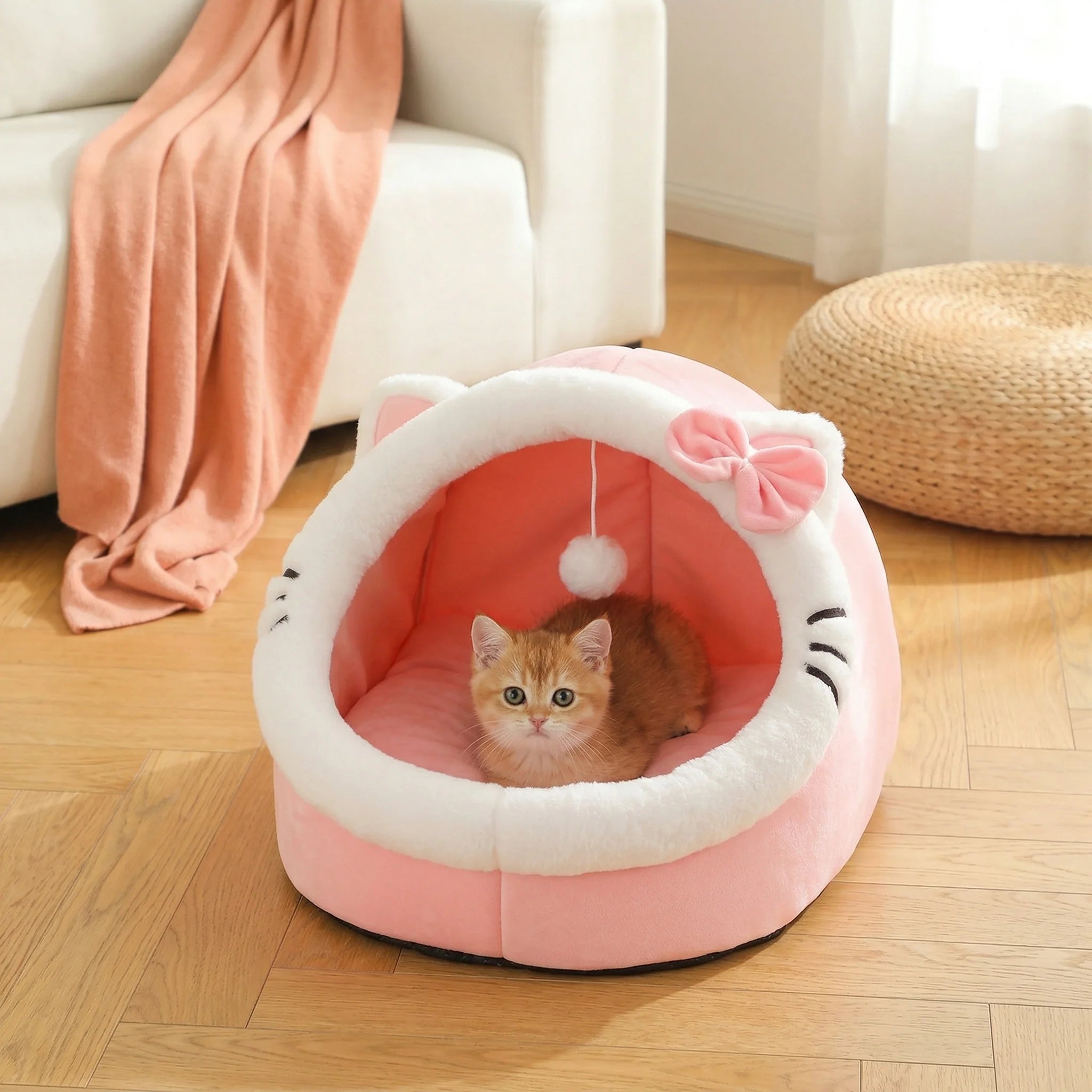 Four-Season Cozy Cat House & Bed – Soft Plush Sleeping Cave for Cats and Small Pets