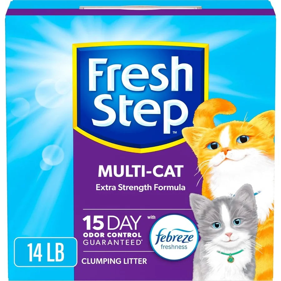 Fresh Step Multi-Cat Clumping Cat Litter – Activated Carbon Odor Control 14lbs