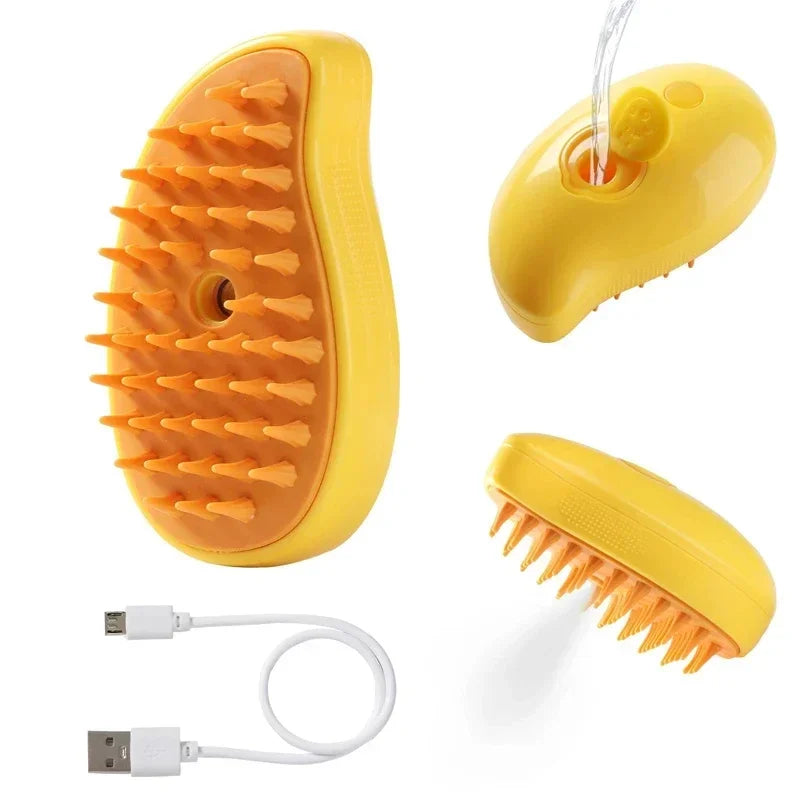 3-in-1 Steam Pet Brush – Groom, Massage & Reduce Shedding
