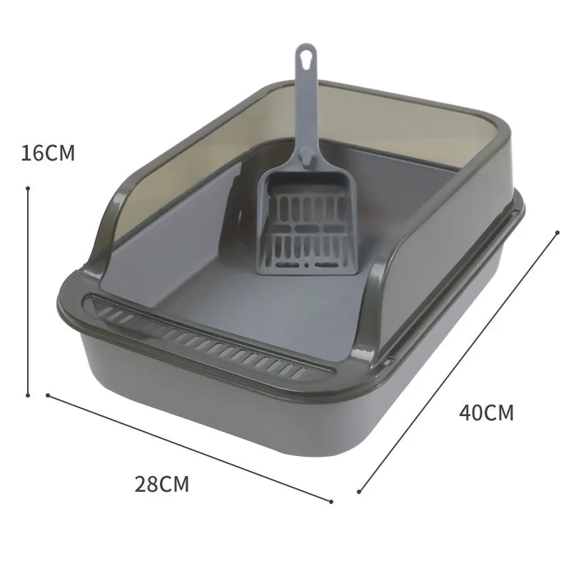 Semi-Enclosed Cat Litter Box with Scoop – Splash-Proof & Easy-Clean Design