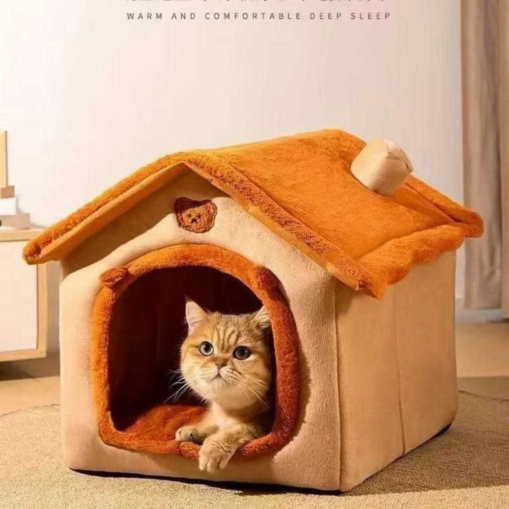 House Style Pet Bed for Small Dogs / Cats - All Season Removable Washable Dog House Winter Warm Teddy Bed Pet Supplies