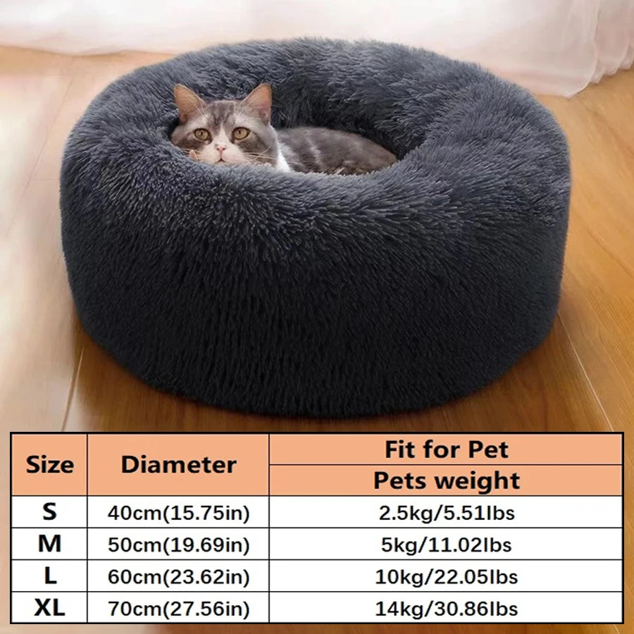 Ultra-Soft Calming Pet Bed – Washable Plush Donut Bed for Cats & Dogs