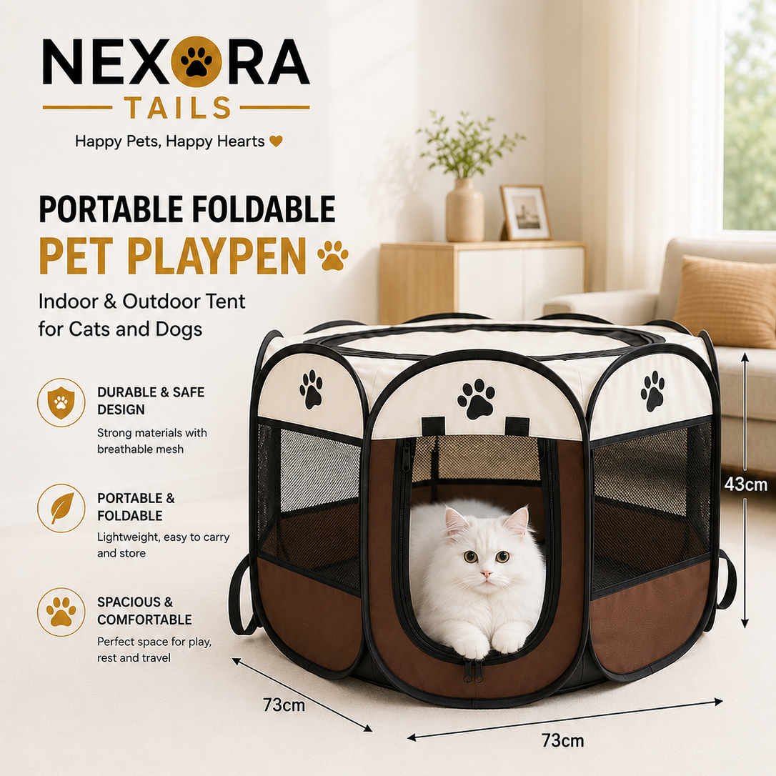 Portable Foldable Pet Playpen – Indoor & Outdoor Tent for Cats and Dogs