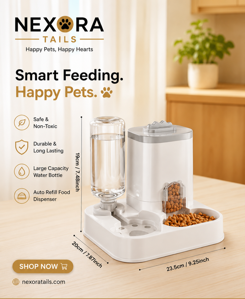 Automatic Gravity Pet Feeder & Water Dispenser – Large Capacity Feeding Station