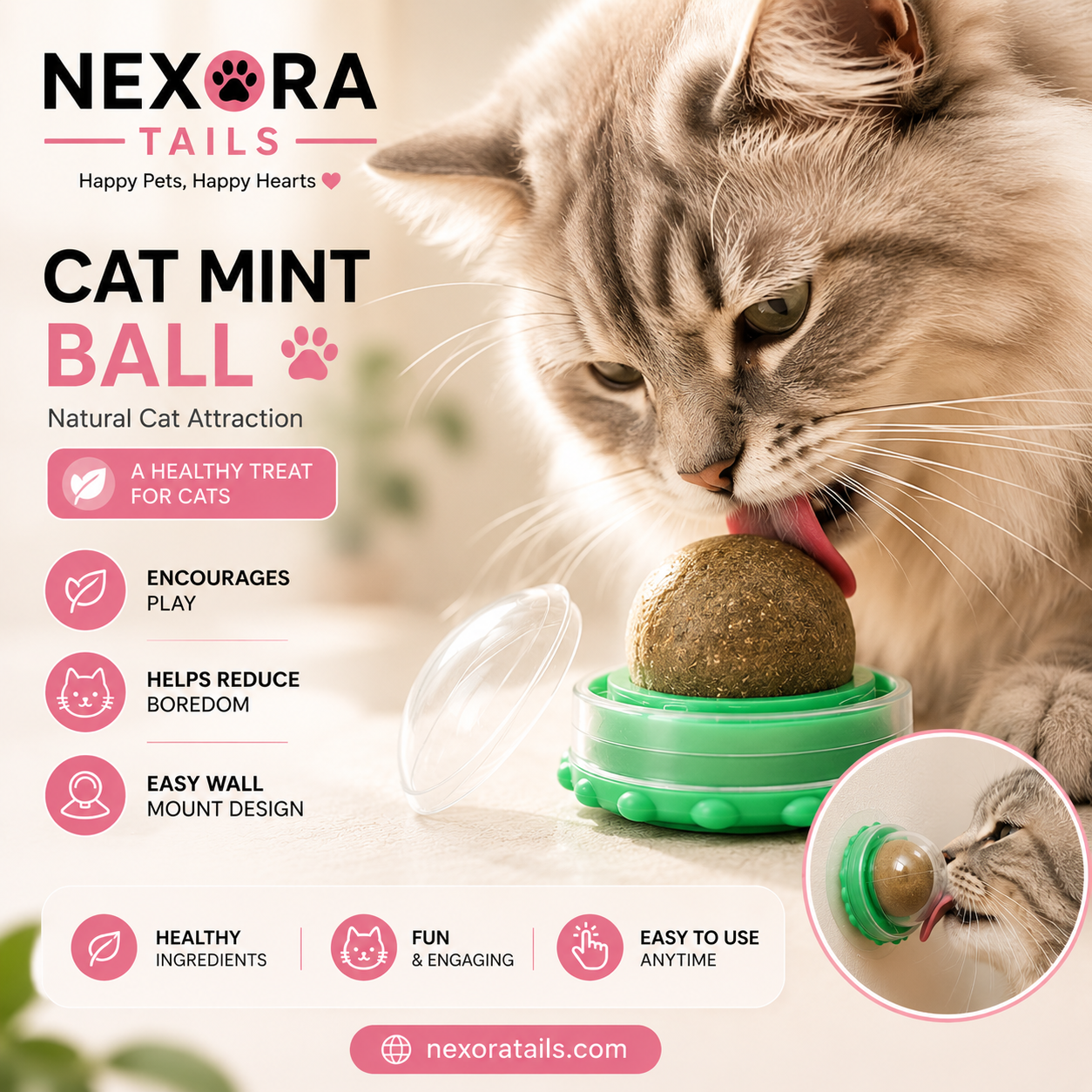 Premium Catnip Licking Ball – Healthy Cat Treat