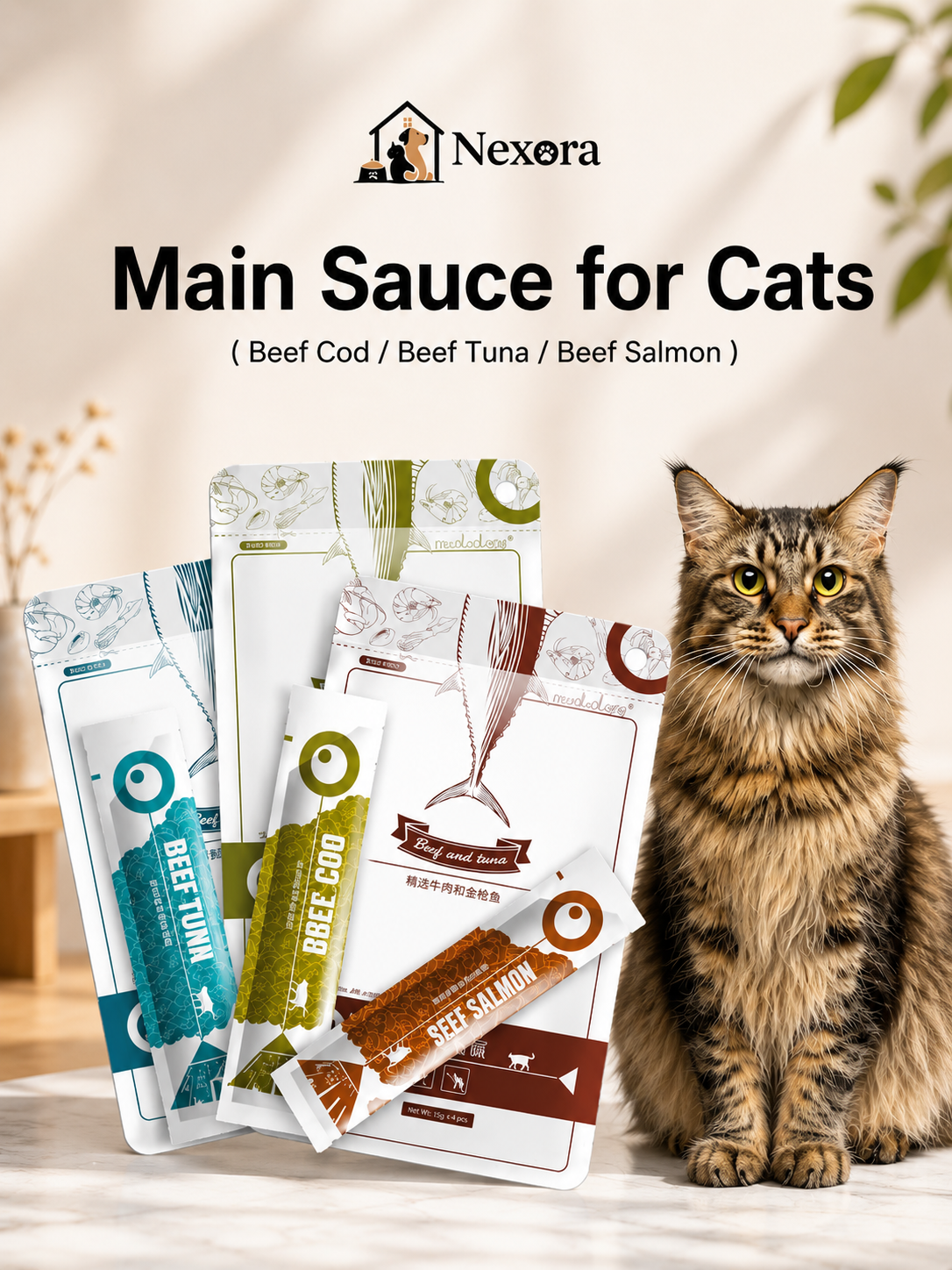 Premium Cat Wet Treats – Protein Rich Cat Snack Strips (8 x 13g)