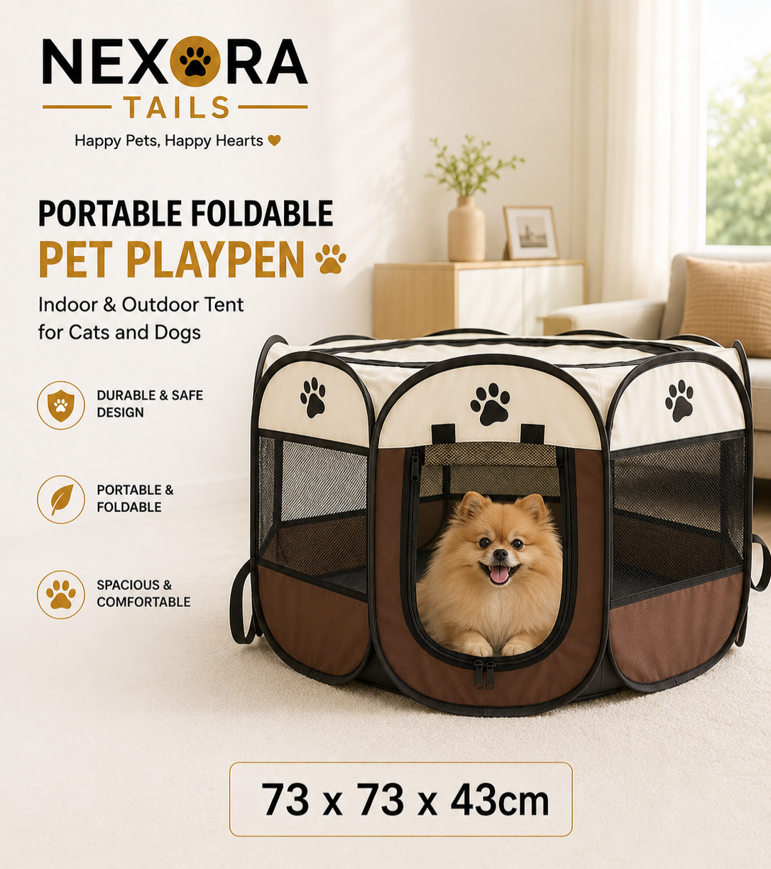 Portable Foldable Pet Playpen – Indoor & Outdoor Tent for Cats and Dogs
