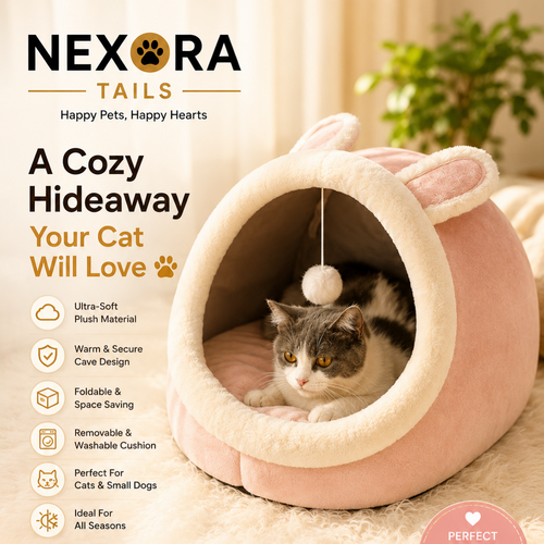 Cozy Cat Cave Bed – Foldable, Washable & Comfortable Pet House