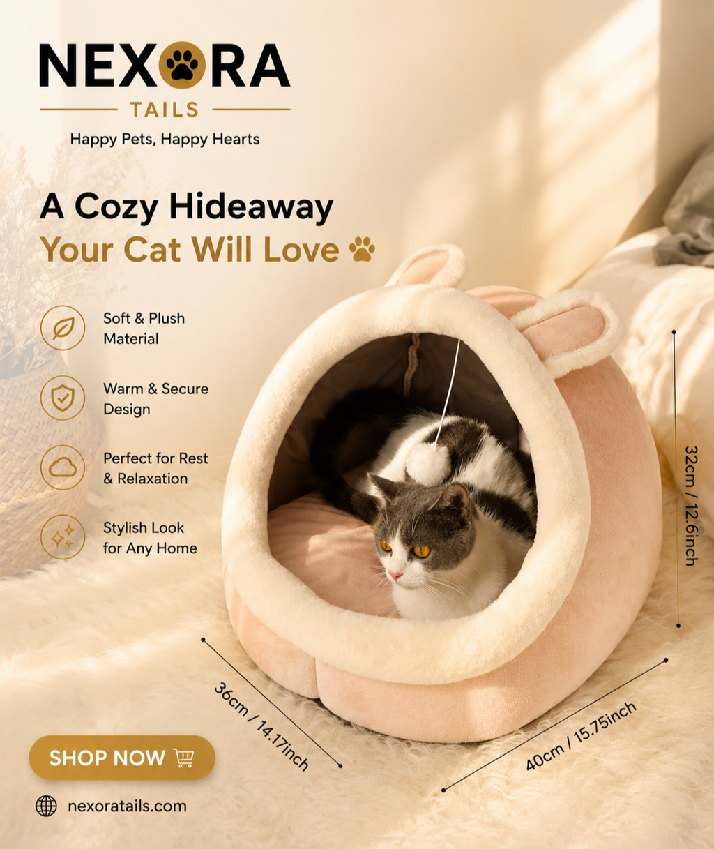 Four-Season Cozy Cat House & Bed – Soft Plush Sleeping Cave for Cats and Small Pets